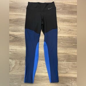 Nike Dri-Fit Women’s Training Tights Mesh Color Block Size Small Blue/Black Gym